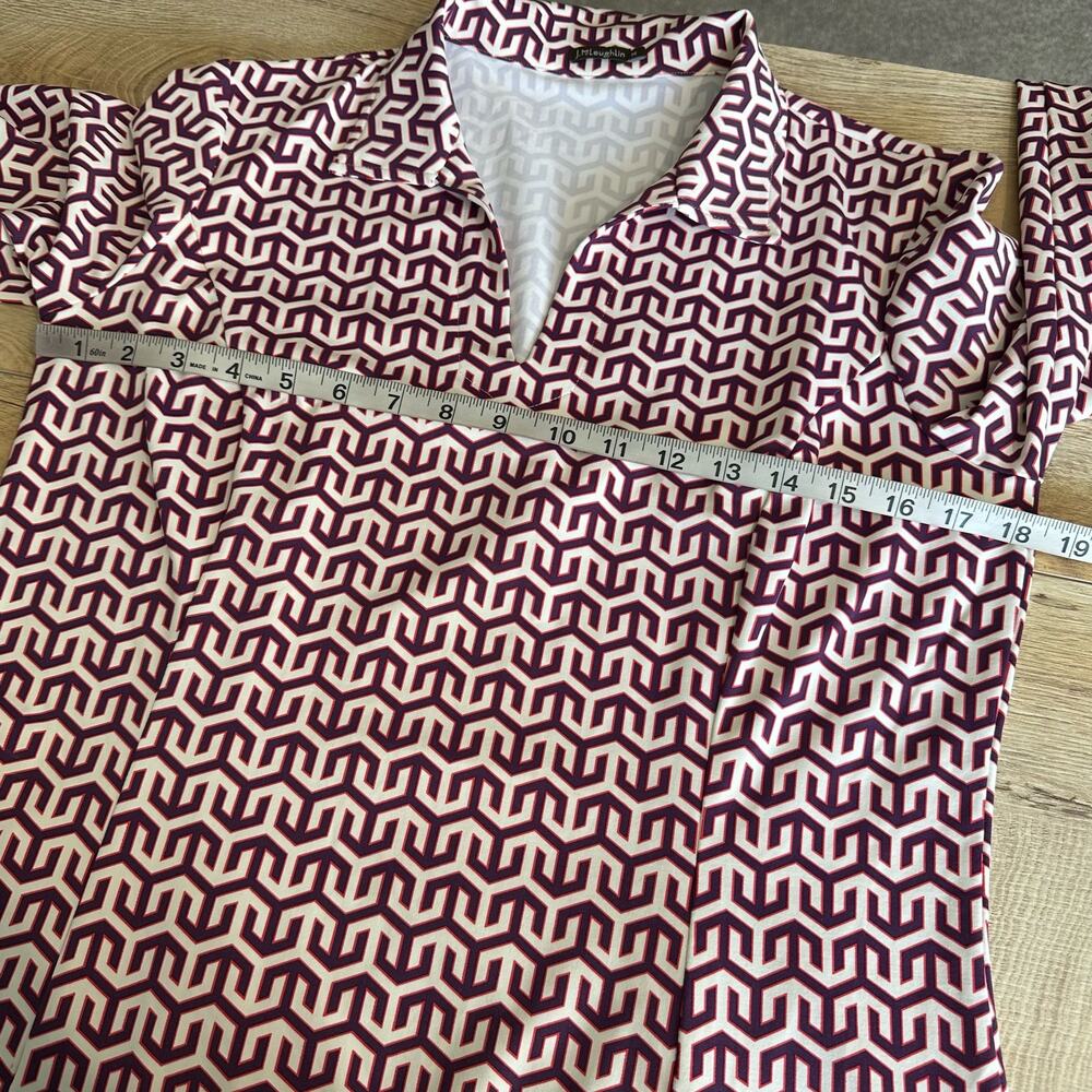 J. McLaughlin Women's Levia Catalina Cloth Sheath Dress Garnet Red Geometric M - Picture 6 of 7
